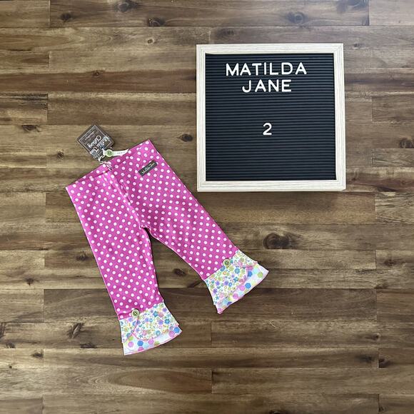 NWT Matilda Jane Brilliant Daydream On The Dot Scrappy Pink Knit Legging Pants 2 - Picture 1 of 7